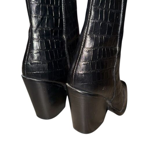 ASOS Black Patent Croc Embossed Vegan Boots Zipper Front Size 3 (US size 5) - Picture 3 of 6